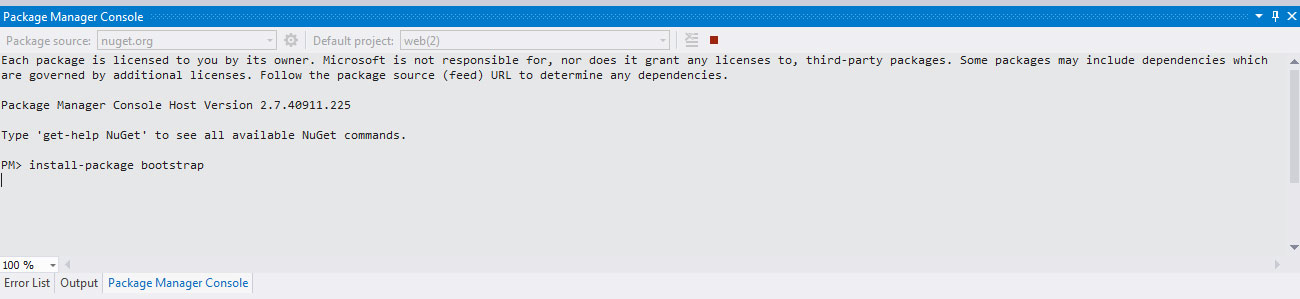 Install package bootstrap Install package bootstrap